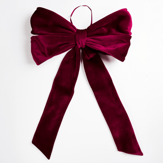 Burgundy Velvet Festive Bow Topper - Joy By