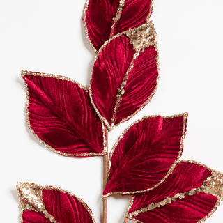 Burgundy Velvet Leaf Pick with Champagne Tips - Joy By