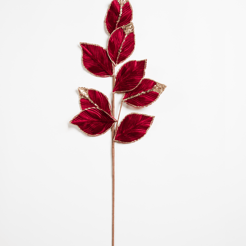 Burgundy Velvet Leaf Pick with Champagne Tips - Joy By