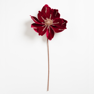 Burgundy Velvet Magnolia Flower Pick - Joy By
