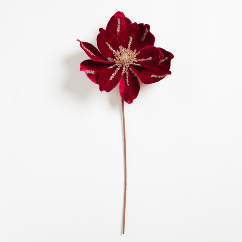 Burgundy Velvet Magnolia Flower Pick - Joy By