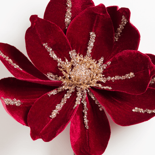 Burgundy Velvet Magnolia Flower Pick - Joy By