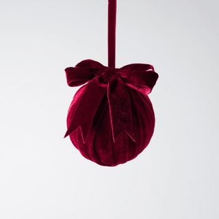 Burgundy Velvet Ornament with Bow 4" - Joy By