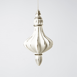 Champagne Beige Painted Stripe Chandelier Ornament 8.5" - Joy By