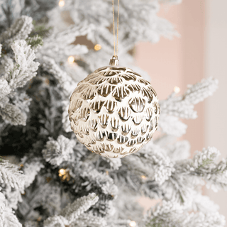 Champagne Beige Pine Cone Ornament 5" - Joy By