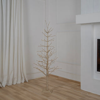 Champagne Gold Glitter Porch Tree with Twinkling LED Lights - Joy By