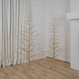 Champagne Gold Glitter Porch Tree with Twinkling LED Lights - Joy By