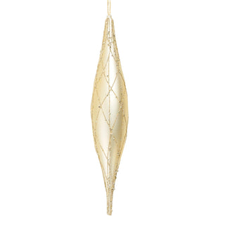 Champagne Oval Drop Ornament with Champagne Glitter - Joy By
