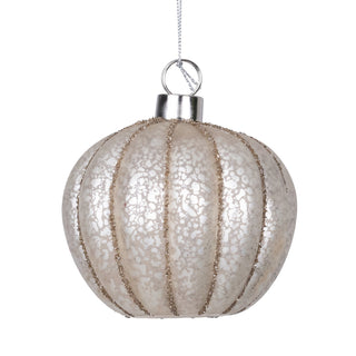 Champagne Pearl Ball Ornament with Glitter - Joy By