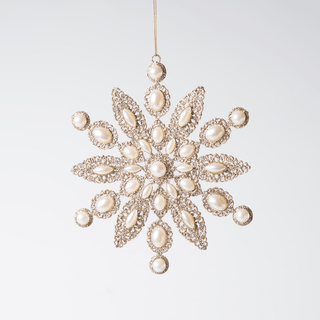 Champagne & Pearl Snowflake Ornament 7.5" - Joy By