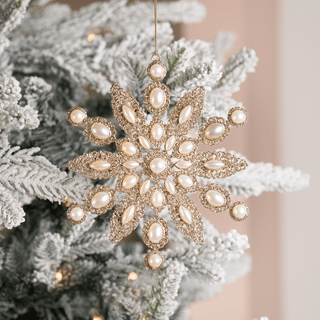 Champagne & Pearl Snowflake Ornament 7.5" - Joy By