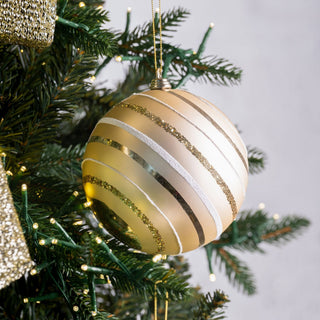 Champagne Swirl Ornament With White & Glitter Details - Joy By