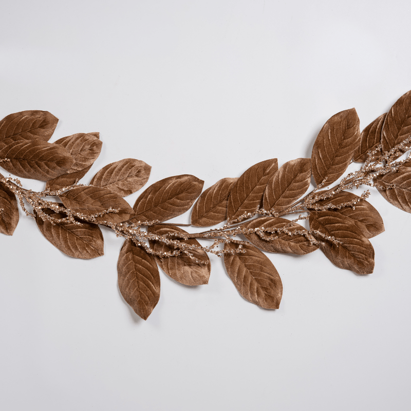 Chocolate Brown Velvet Magnolia Garland - Joy By