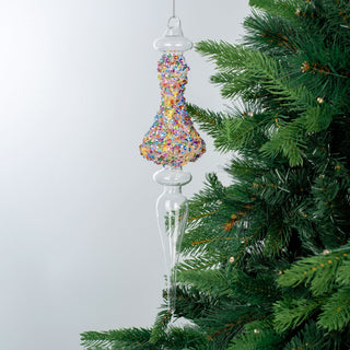 Clear Finial Ornament with Multicolor Beads - Joy By
