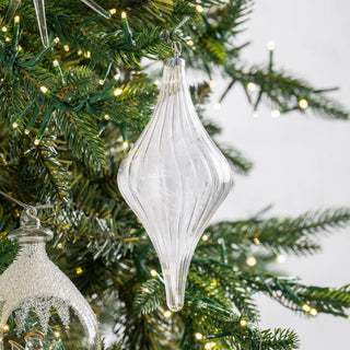 Clear Glass Finial Ornament with Feather - Joy By