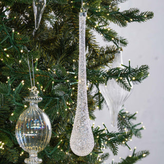 Clear Glass Teardrop Ornament - Joy By
