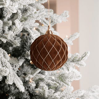Coffee Flocked 6" Shatterproof Ball Ornament - Joy By