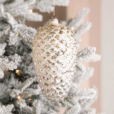 Cream Glass Pinecone Ornament