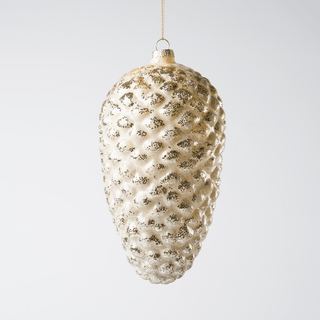 Cream Glass Pinecone Ornament - Joy By
