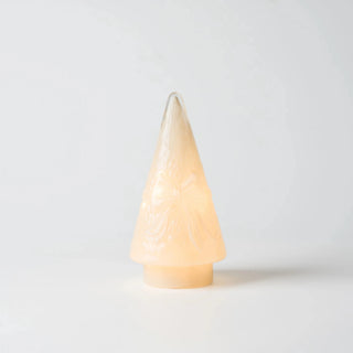 Cream LED Glass Cone Tree with Bow Design - Joy By