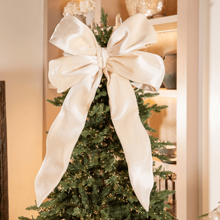 Cream Velvet Festive Bow Topper - Joy By