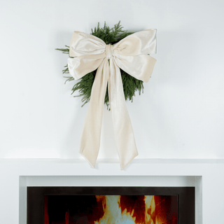 Cream Velvet Festive Bow Topper - Joy By