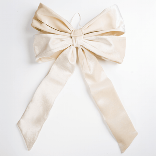 Cream Velvet Festive Bow Topper - Joy By