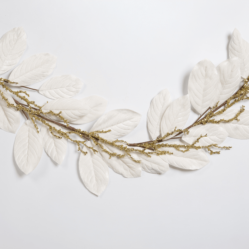 Cream Velvet Leaf Garland - Joy By