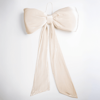 Cream Velvet Padded Bow Topper with Tails - Joy By