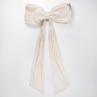 Cream Velvet Padded Bow Topper with Tails - Joy By