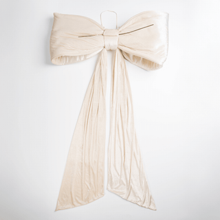 Cream Velvet Padded Bow Topper with Tails - Joy By