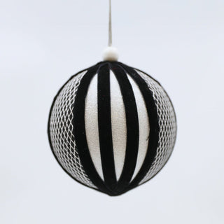 Cross Textured Monochrome Velvet Ball Ornament - Joy By
