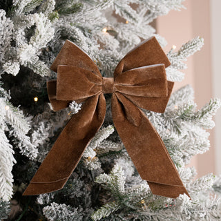 Dark Brown Velvet Clip-On Bow - Joy By