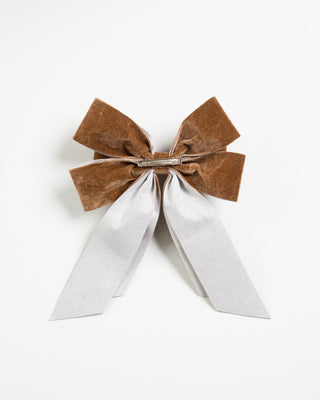 Dark Brown Velvet Clip-On Bow - Joy By