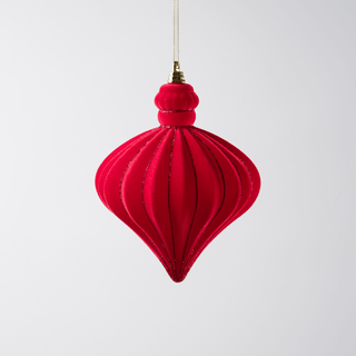 Dark Red Flocked Glitter Shatterproof Ornament 7" - Joy By
