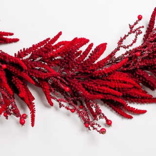 Deep Red Amaranthus & Berry Holiday Garland - Joy By