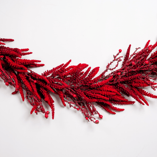 Deep Red Amaranthus & Berry Holiday Garland