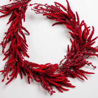 Deep Red Amaranthus & Berry Holiday Garland - Joy By