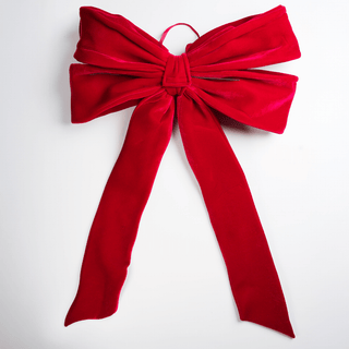 Deep Red Velvet Festive Bow Topper - Joy By