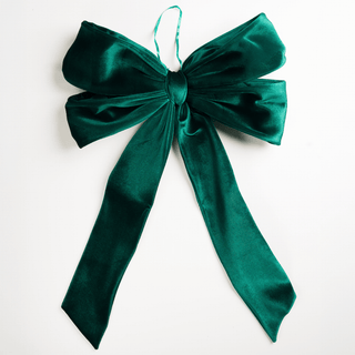 Emerald Velvet Festive Medium Bow Topper - Joy By