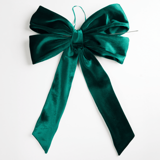 Emerald Velvet Festive Medium Bow Topper - Joy By
