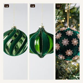 The Emerald Ornament Set contents