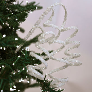 Festive White Tinsel Twirl Pick - Joy By