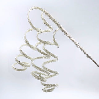 Festive White Glitter Twirl Pick, Set of 6