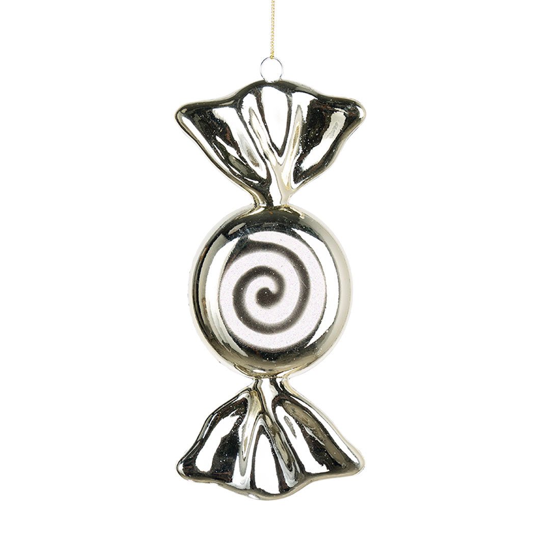 Flat Champagne 7.5" Swirl Candy Ornament - Joy By