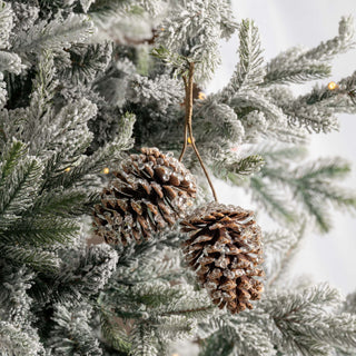 Flocked Pinecone Pair Ornament - Joy By