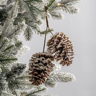 Flocked Pinecone Pair Ornament - Joy By