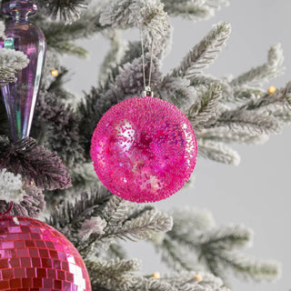 Fuchsia Iridescent textured Ball Ornament - 4" - Joy By