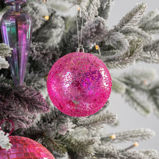 Fuchsia Iridescent textured Ball Ornament - 4" - Joy By