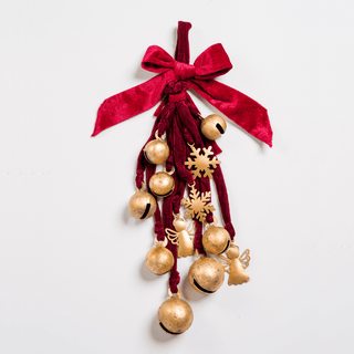 Gold & Burgundy Ornament Metal Cluster - Joy By